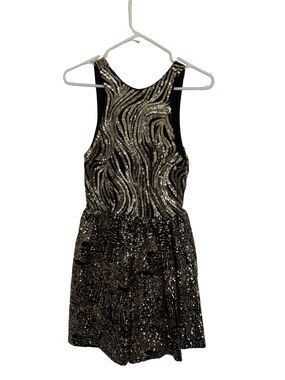 Guess by Marciano Black and Gold Sequin Midi Dress